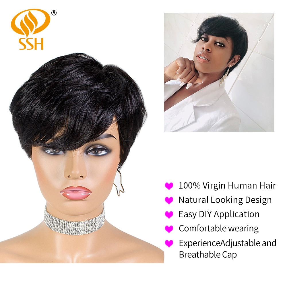 Short Remy Brazilian Human Hair Wigs