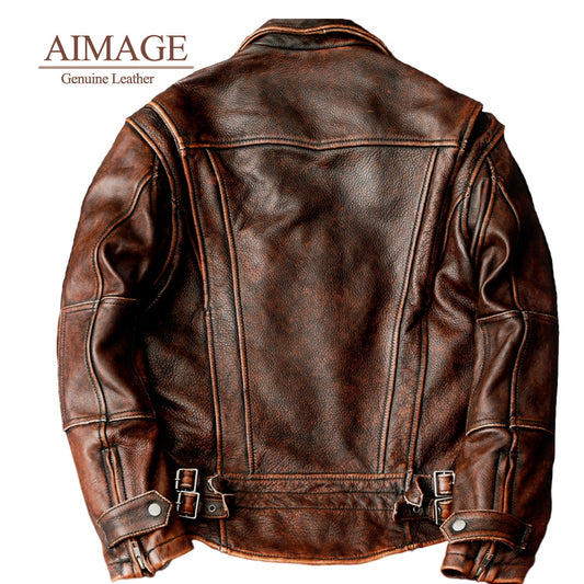 100% Genuine leather moto biker jacket