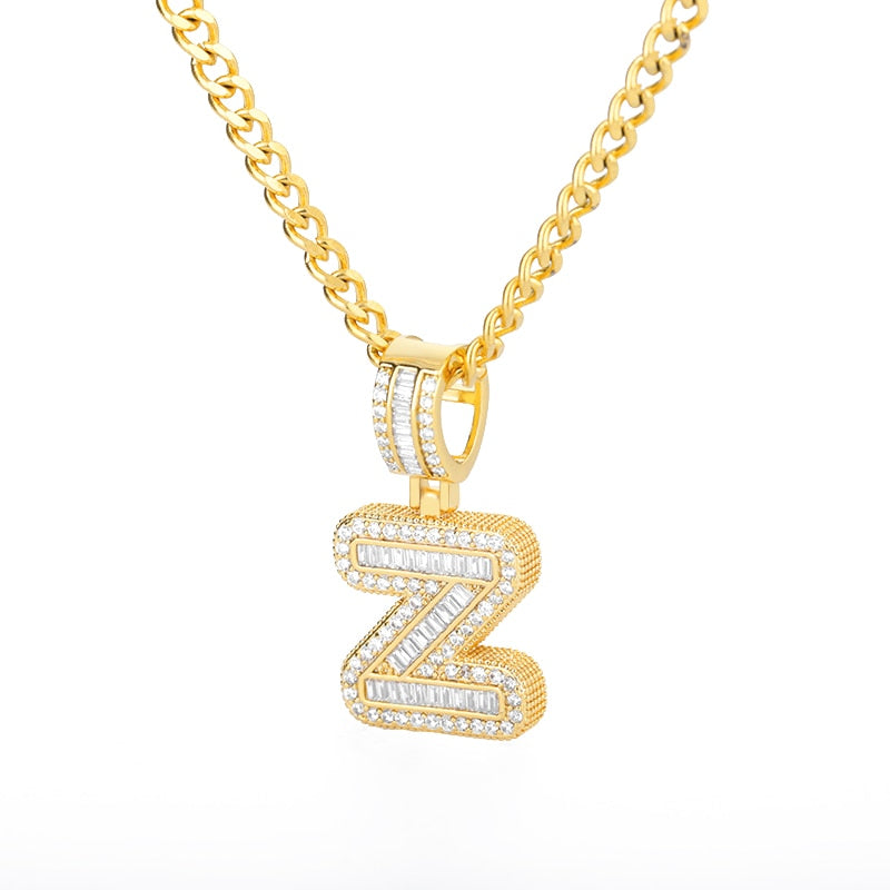 Bling Initial Letters Necklace Stainless Steel