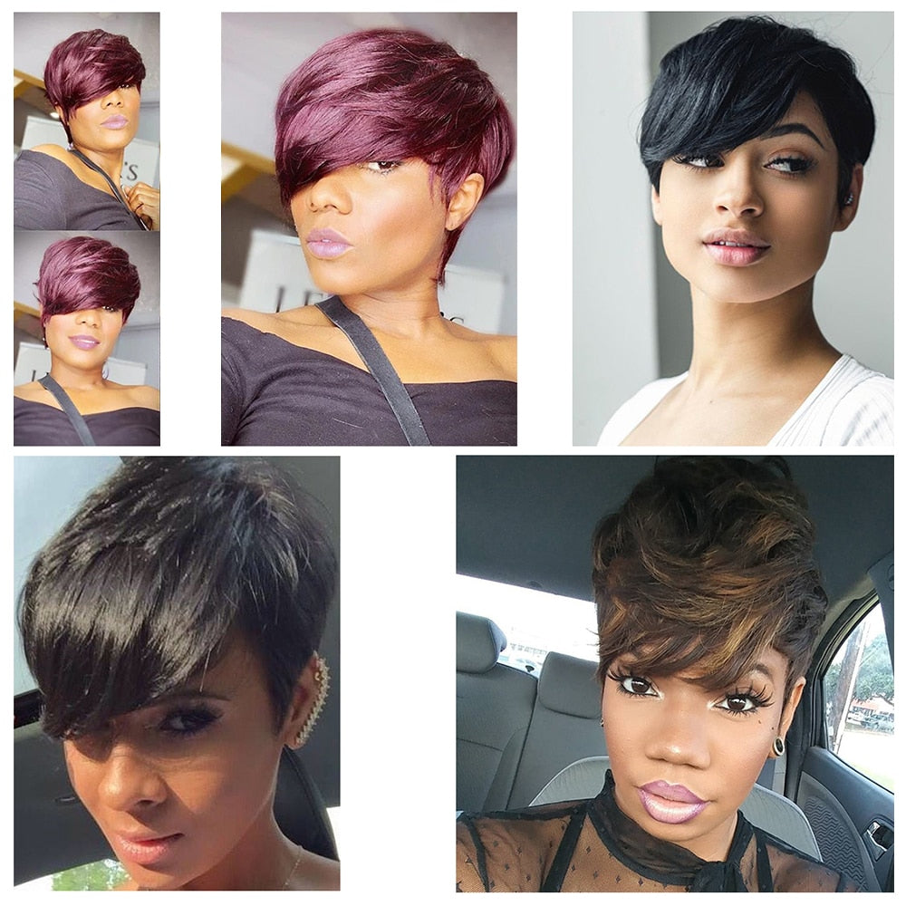 Short Remy Brazilian Human Hair Wigs