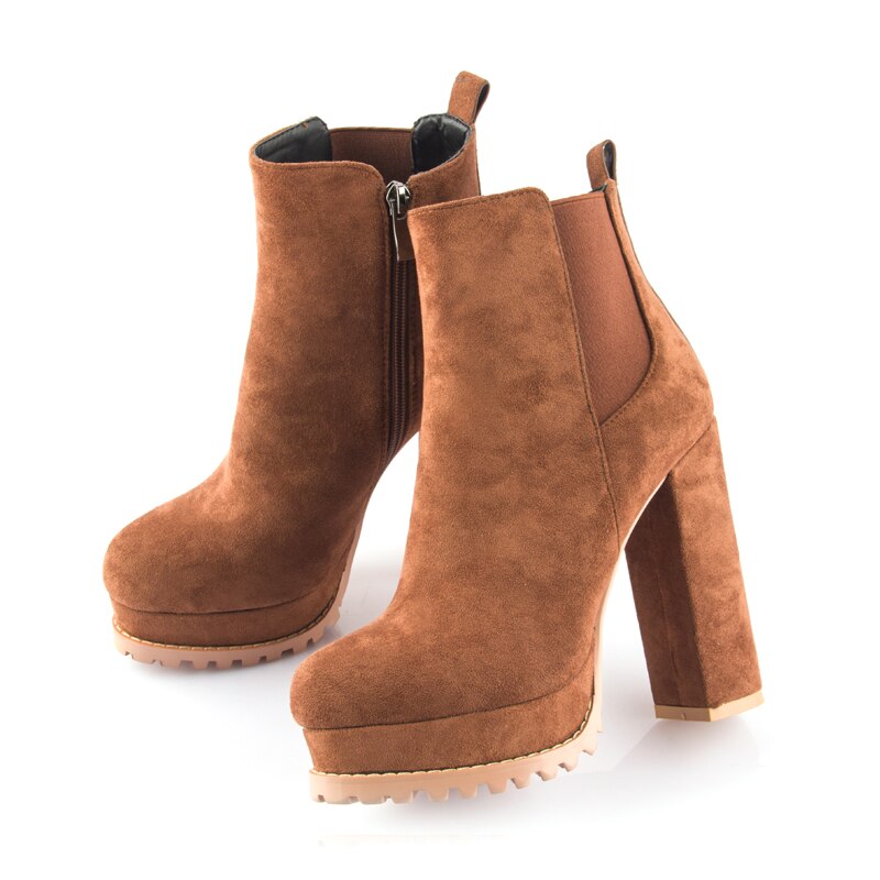 Elastic Siding Platform Ankle Boots