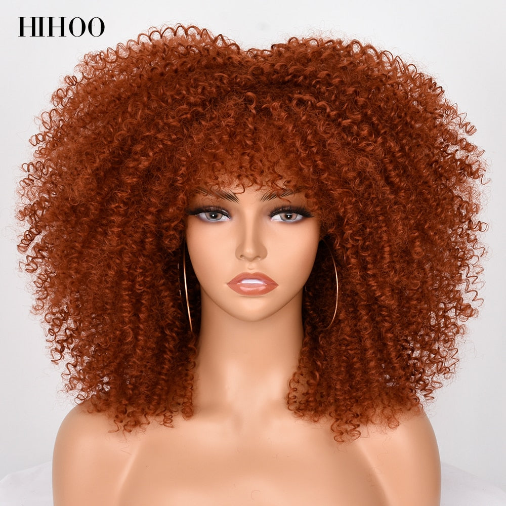 Afro Kinky Curly Wig with Bangs