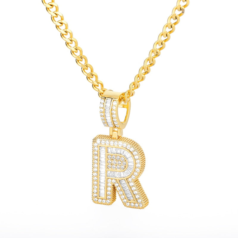 Bling Initial Letters Necklace Stainless Steel