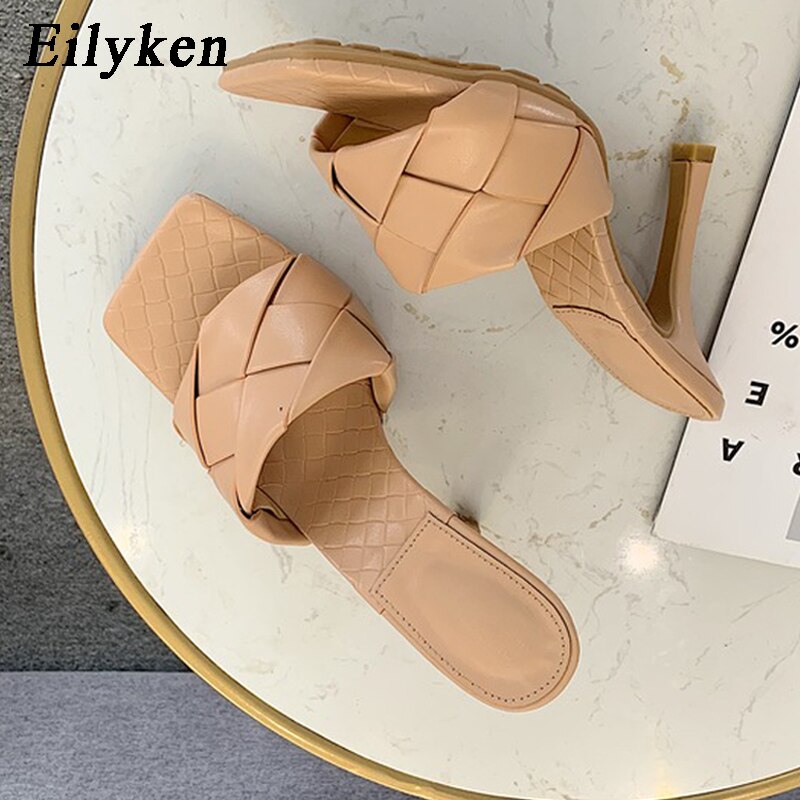 Lattice Leather Peep Toe Shoes