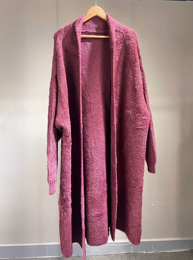 Long Faux Mink Cardigans