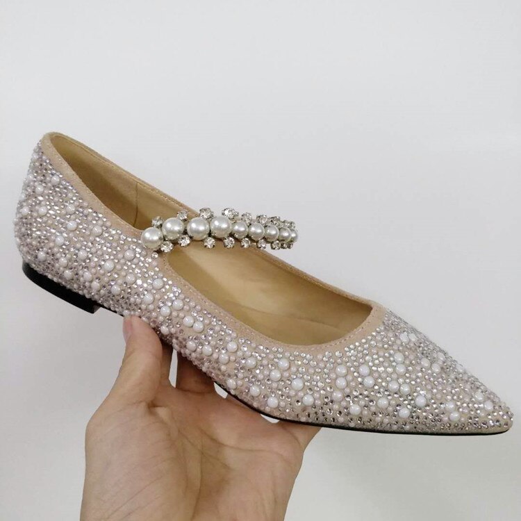 Pearl and Rhinestones Pointed Toe Shoes