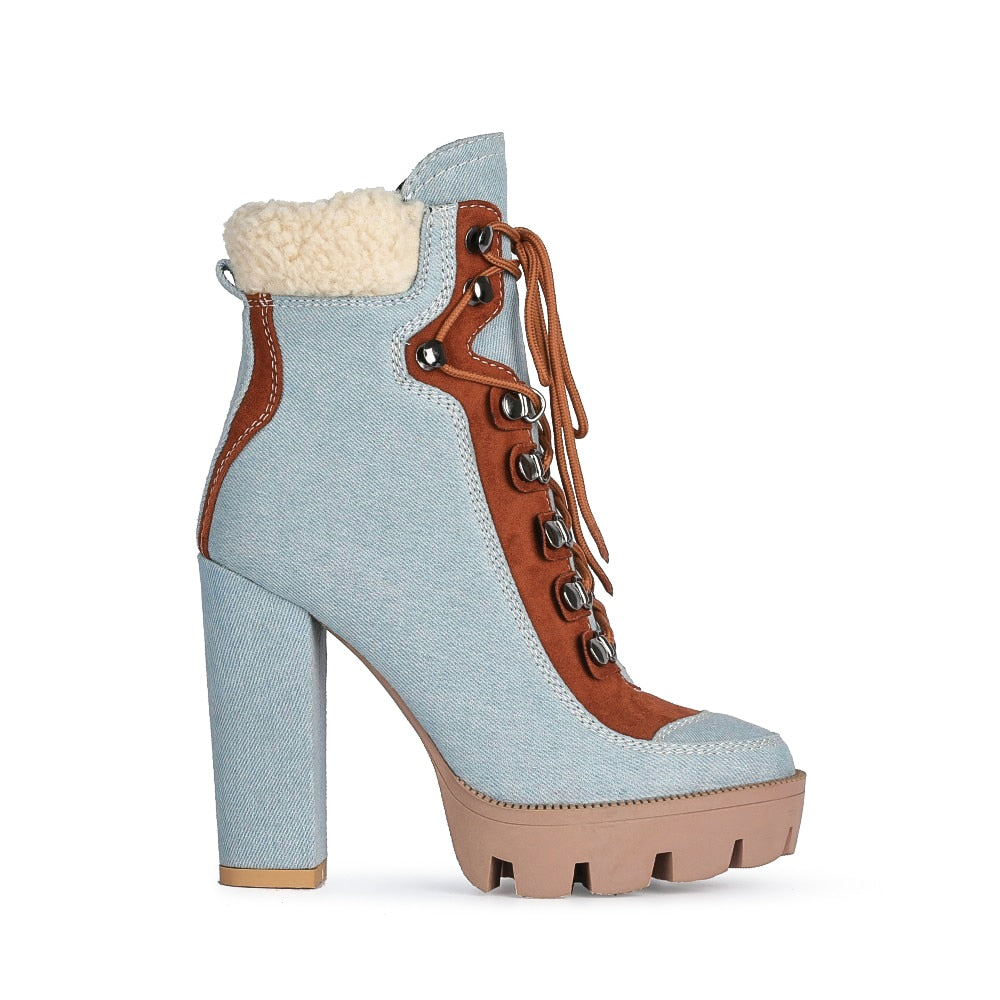 Lace up Platform Ankle Boots