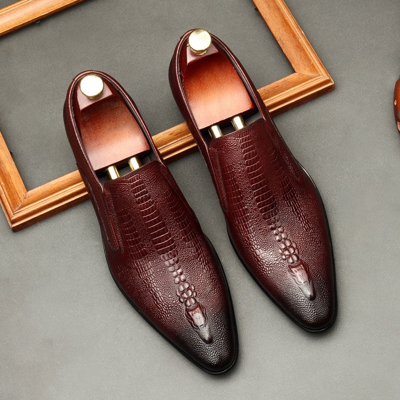 Genuine Leather Oxford Slip On Shoes