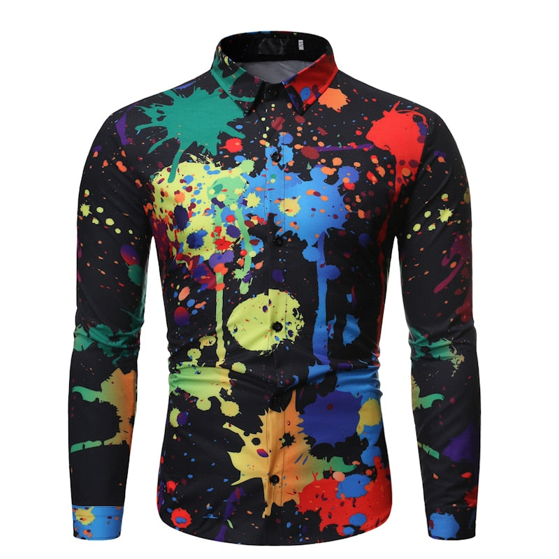 Ink Splash Paint Color Long Sleeve Shirt