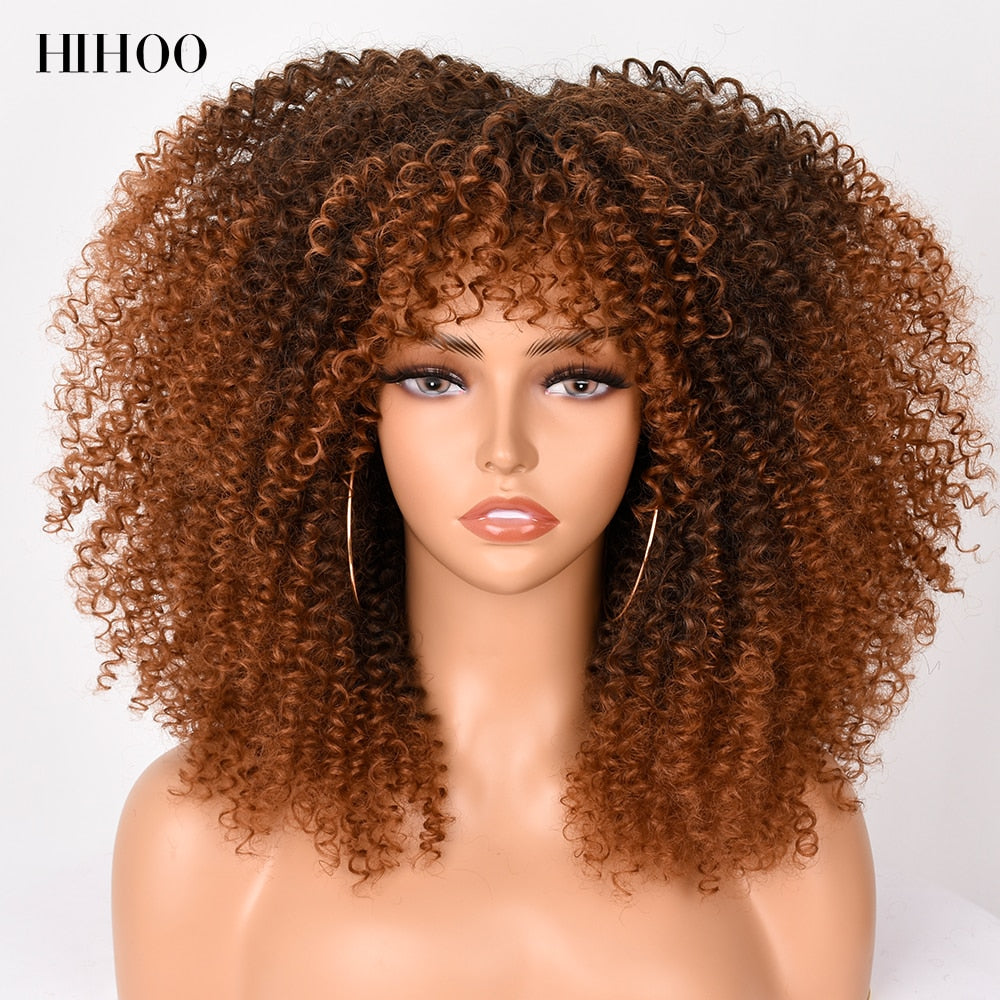 Afro Kinky Curly Wig with Bangs