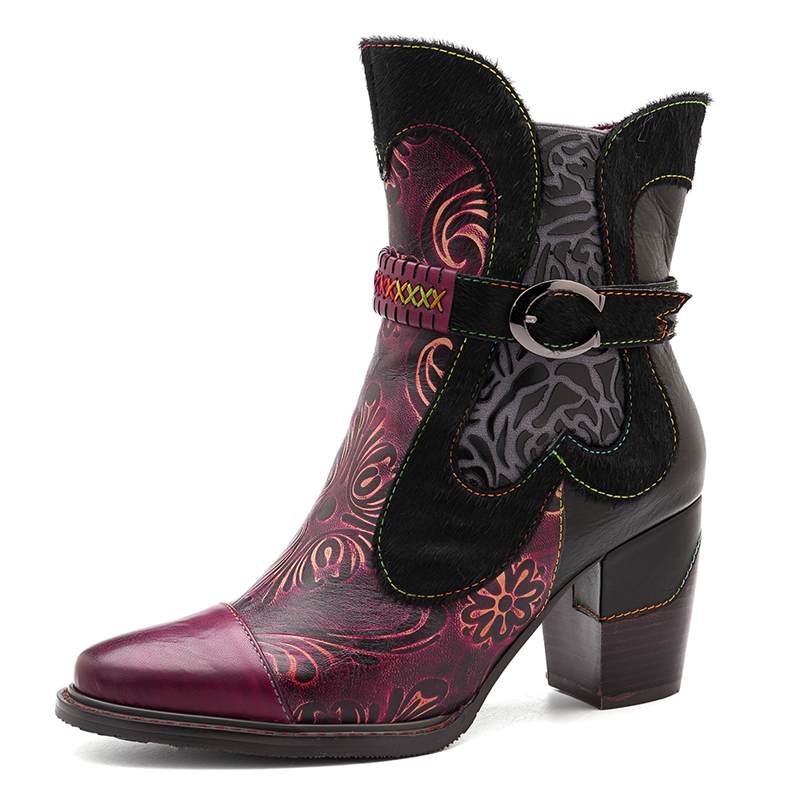 Genuine Leather Cowgirl Ankle Boots