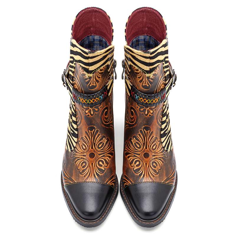 Genuine Leather Cowgirl Ankle Boots