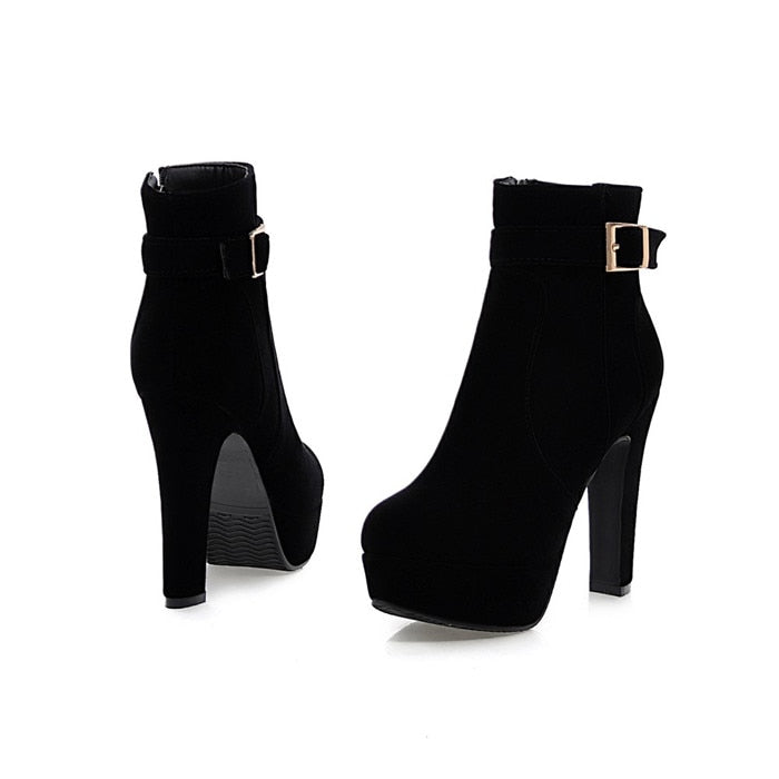 Buckle High Heel Ankle Boots