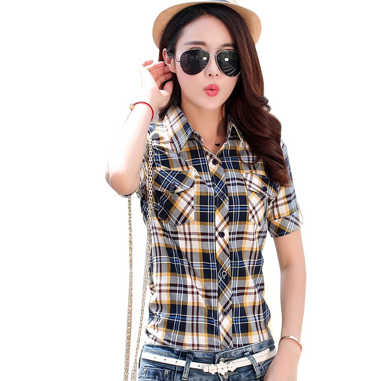 Short-sleeve Dot Patchwork shirt