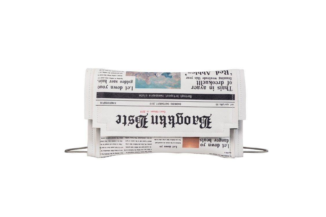 Newspaper Print Envelope Bag with Wallet