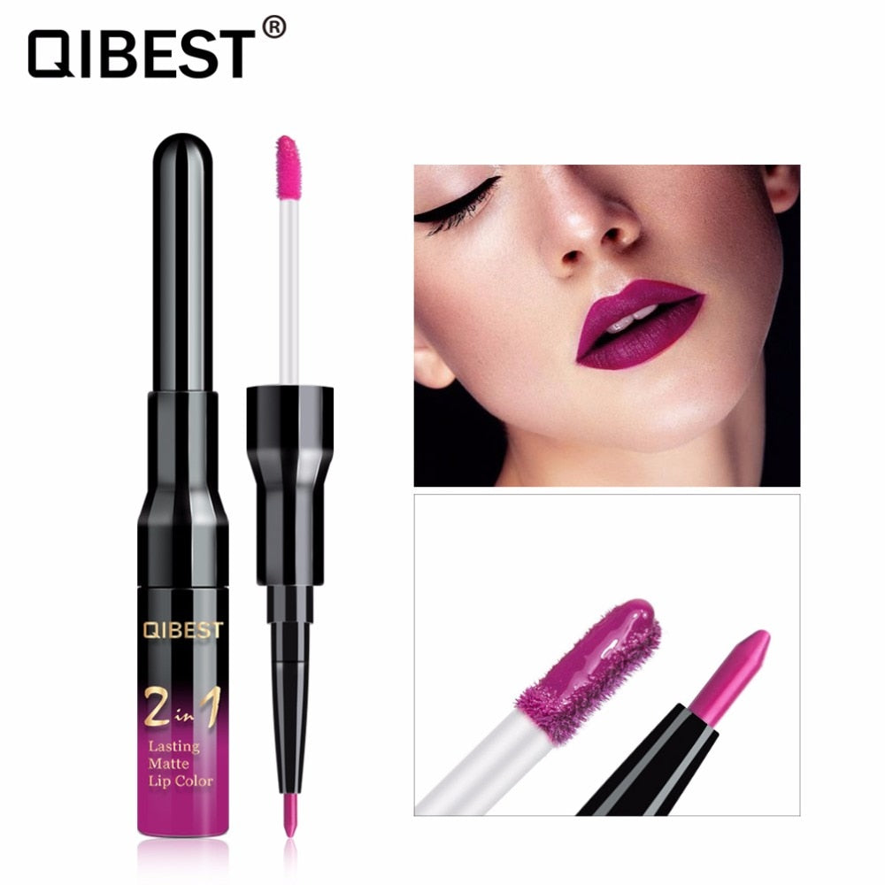 2 in 1 Double Head Liquid Matte Lipstick Lip Gloss & Lip Liner