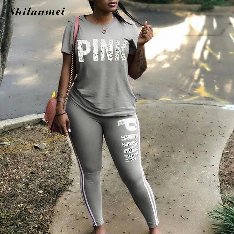 PINK Letter Print Tracksuit