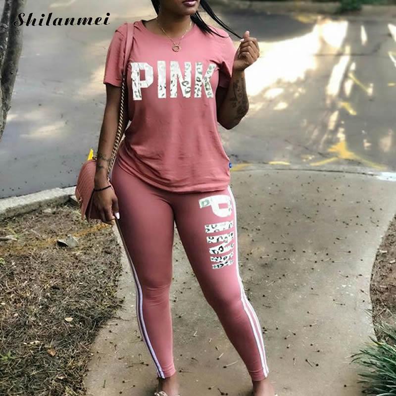 PINK Letter Print Tracksuit