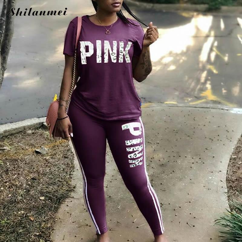 PINK Letter Print Tracksuit