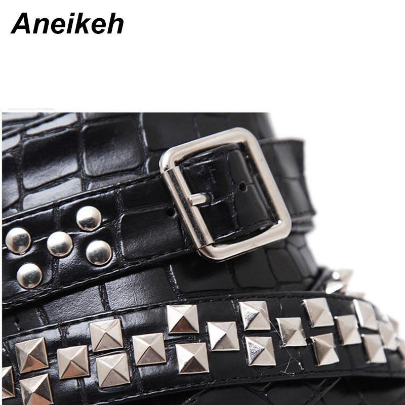 Zip Metal Chains Rivet Motorcycle Boots