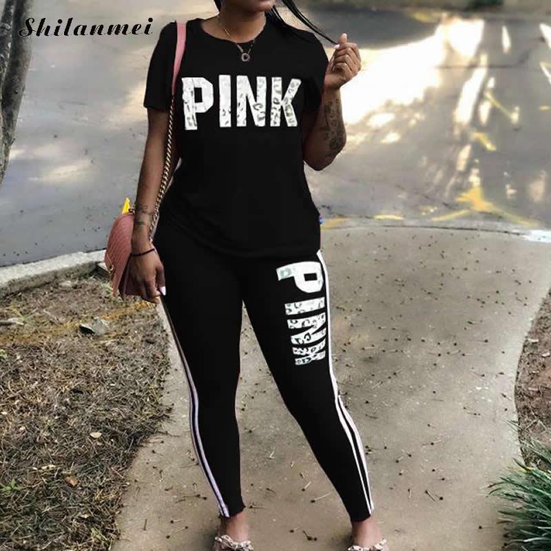 PINK Letter Print Tracksuit