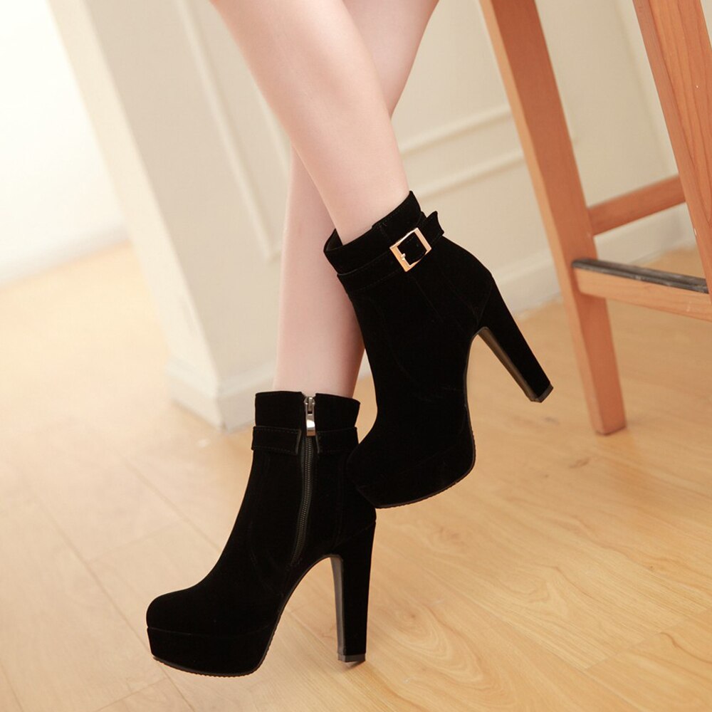 Buckle High Heel Ankle Boots