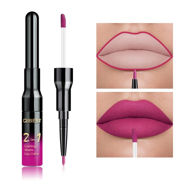 2 in 1 Double Head Liquid Matte Lipstick Lip Gloss & Lip Liner