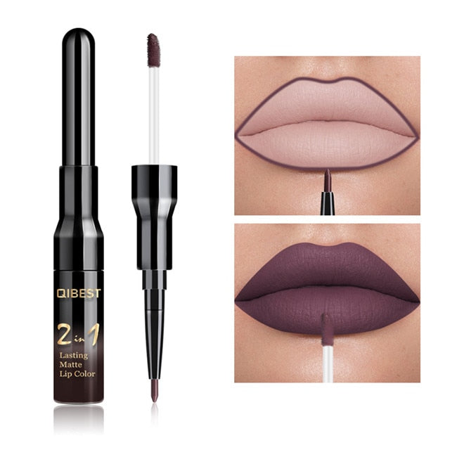 2 in 1 Double Head Liquid Matte Lipstick Lip Gloss & Lip Liner