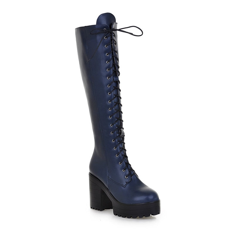 Knee high platform ladies' boots