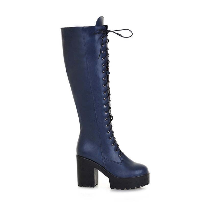 Knee high platform ladies' boots