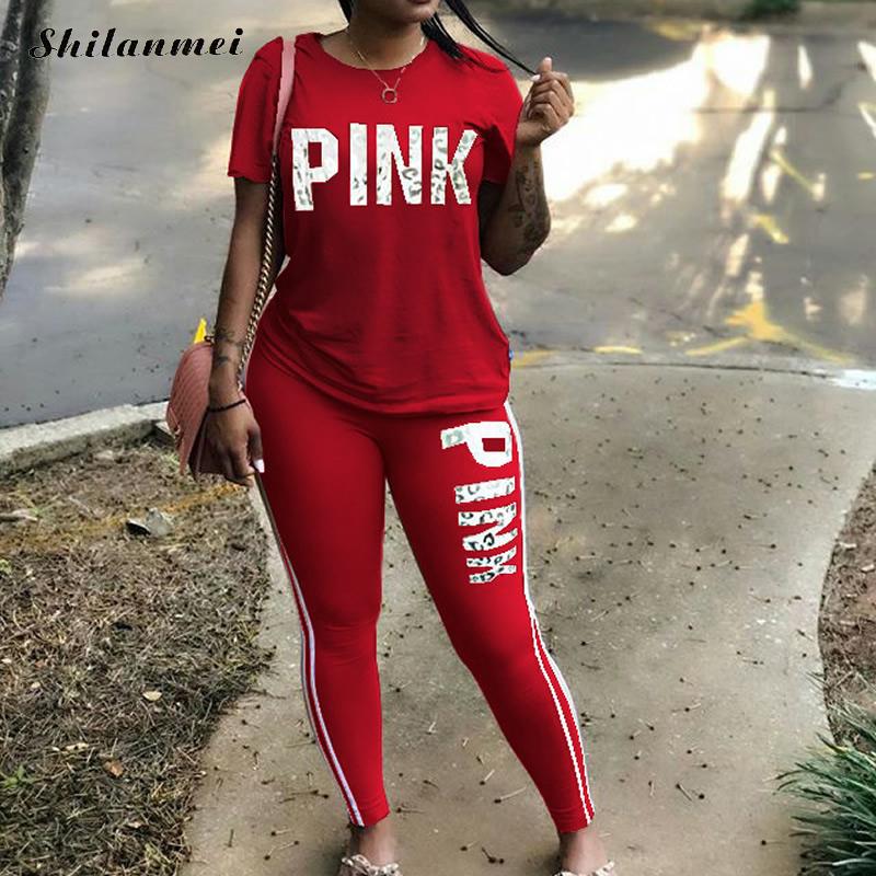 PINK Letter Print Tracksuit