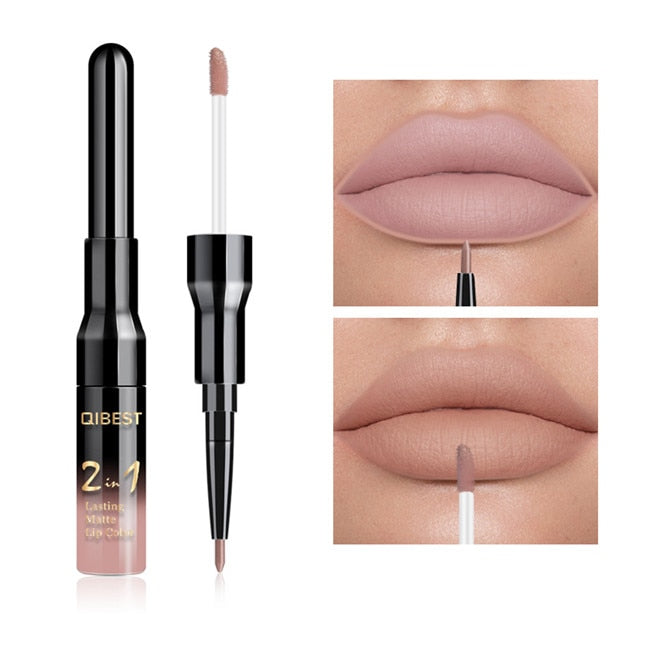 2 in 1 Double Head Liquid Matte Lipstick Lip Gloss & Lip Liner