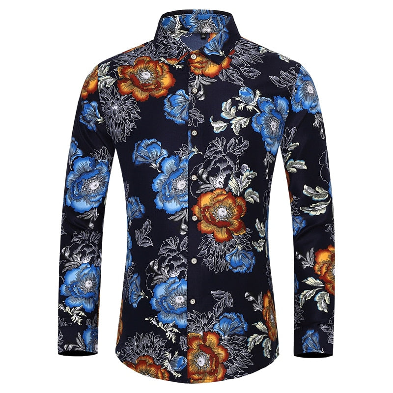 Men's long-sleeved printed shirts