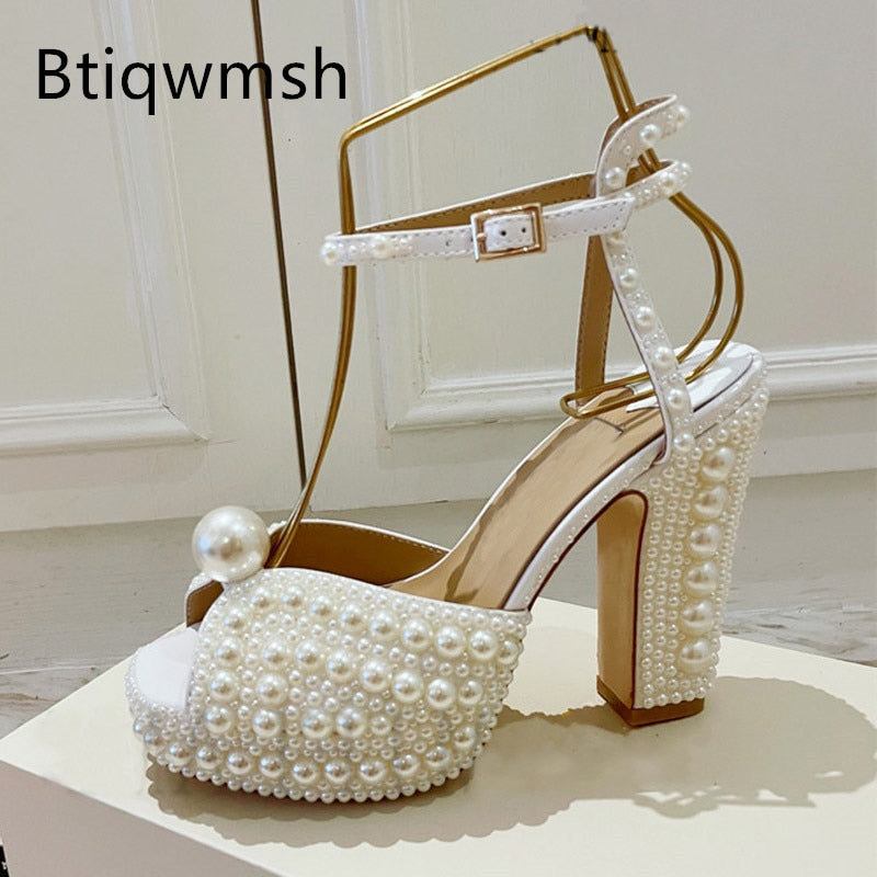 Platform Open Toe Square High Heels