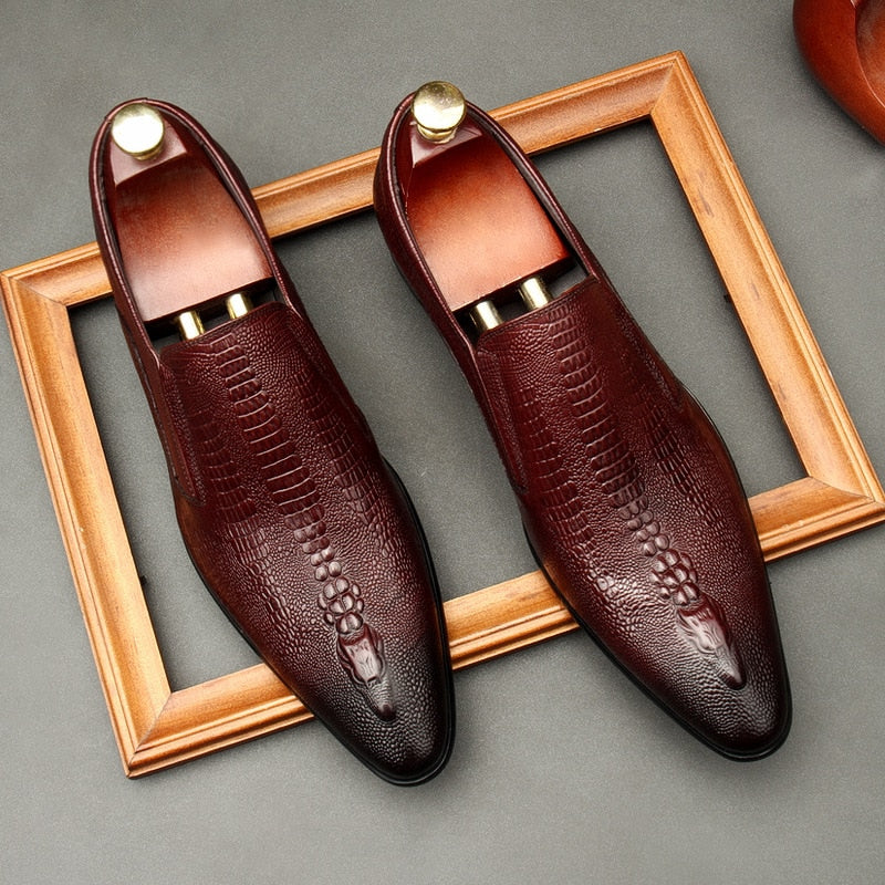 Genuine Leather Oxford Slip On Shoes