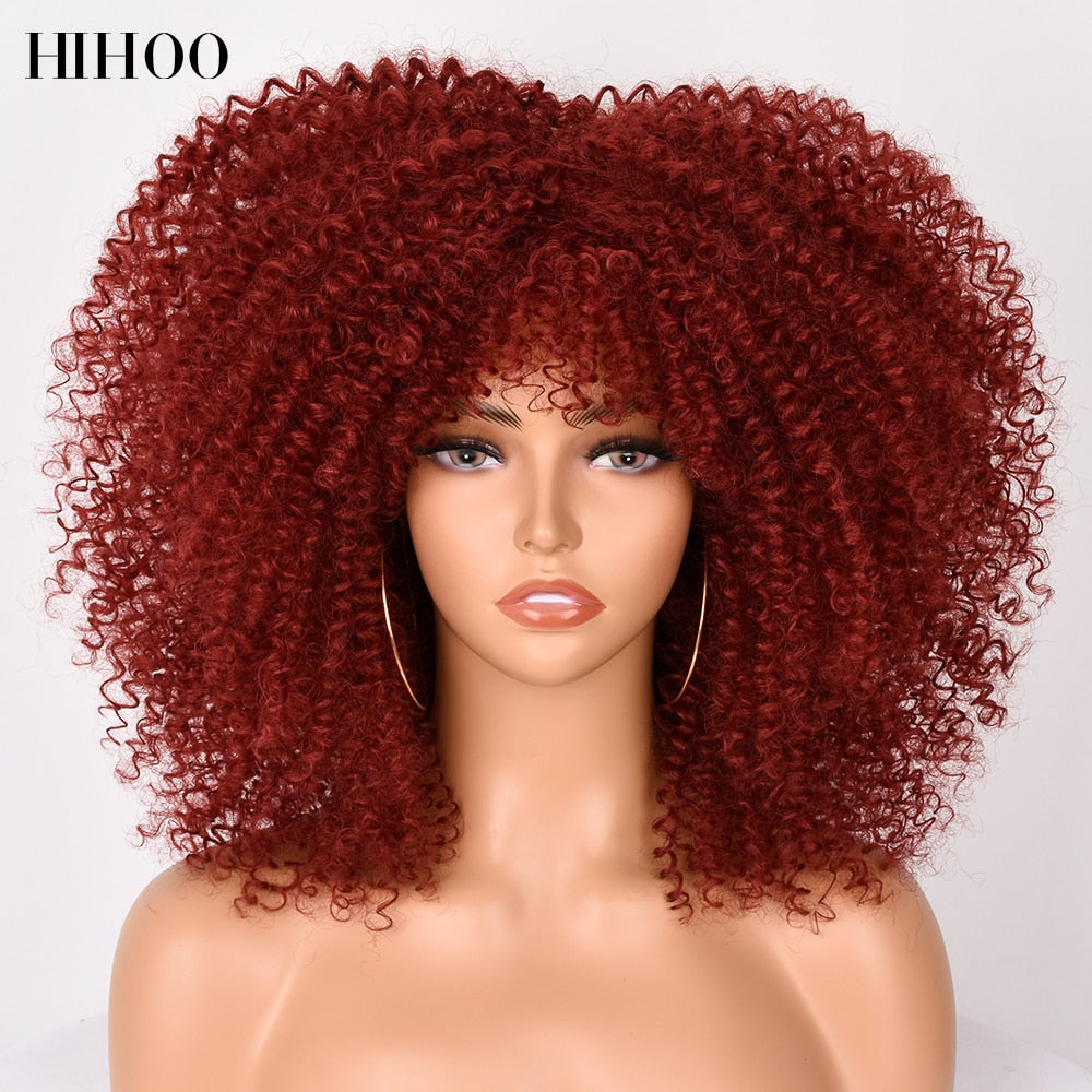 Afro Kinky Curly Wig with Bangs