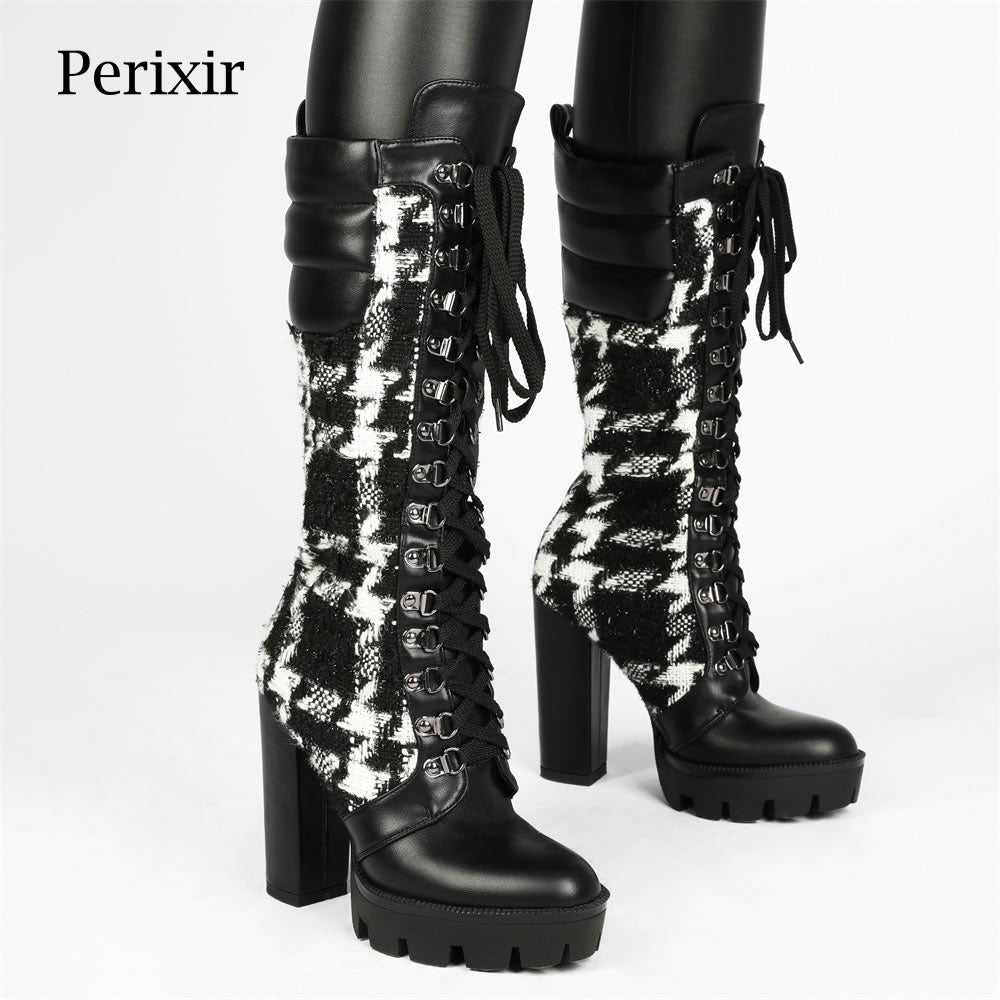 Camouflage Print Heel Platform Mid-Calf Boots