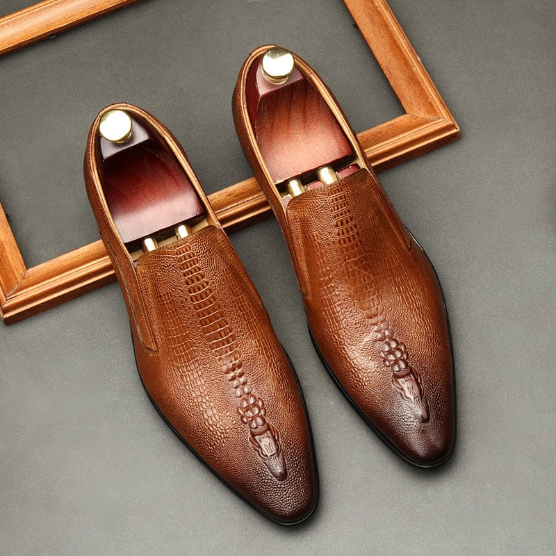 Genuine Leather Oxford Slip On Shoes