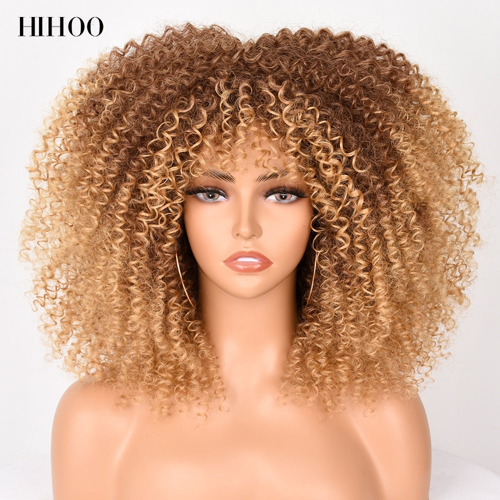 Afro Kinky Curly Wig with Bangs