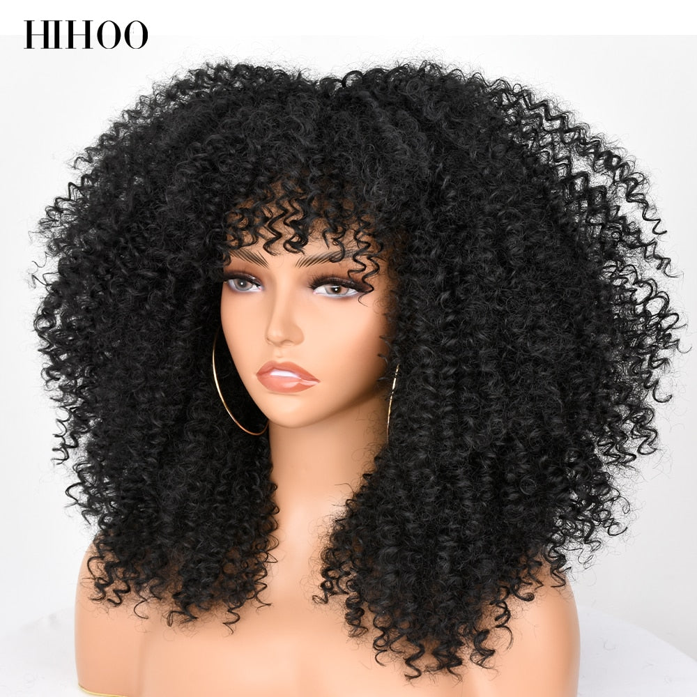 Afro Kinky Curly Wig with Bangs