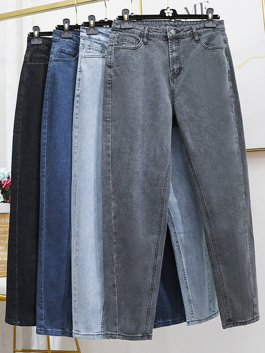 High Waist Full Length Denim Pencil Pants