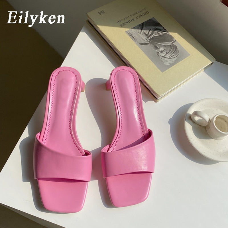 Open-Toe Low Heel Slides