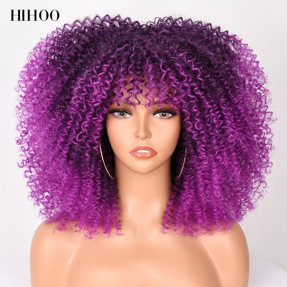 Afro Kinky Curly Wig with Bangs