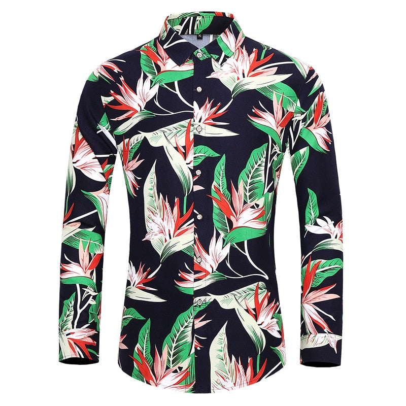 Men's long-sleeved printed shirts