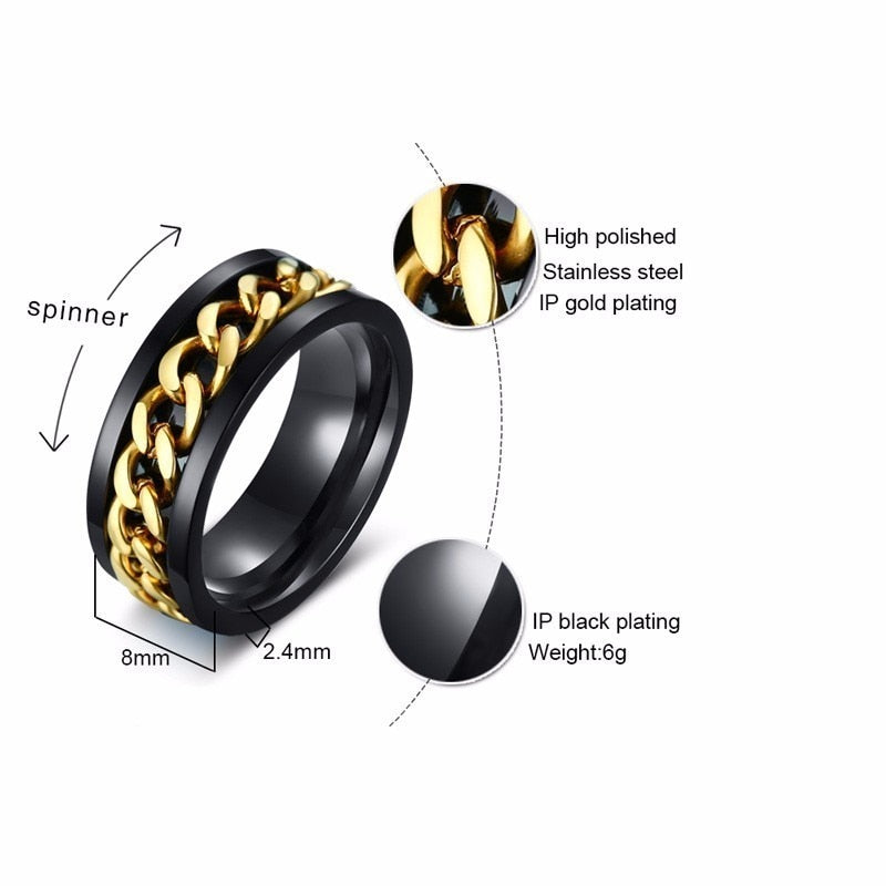 8mm Spinner Ring Stainless Steel