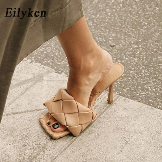 Lattice Leather Peep Toe Shoes