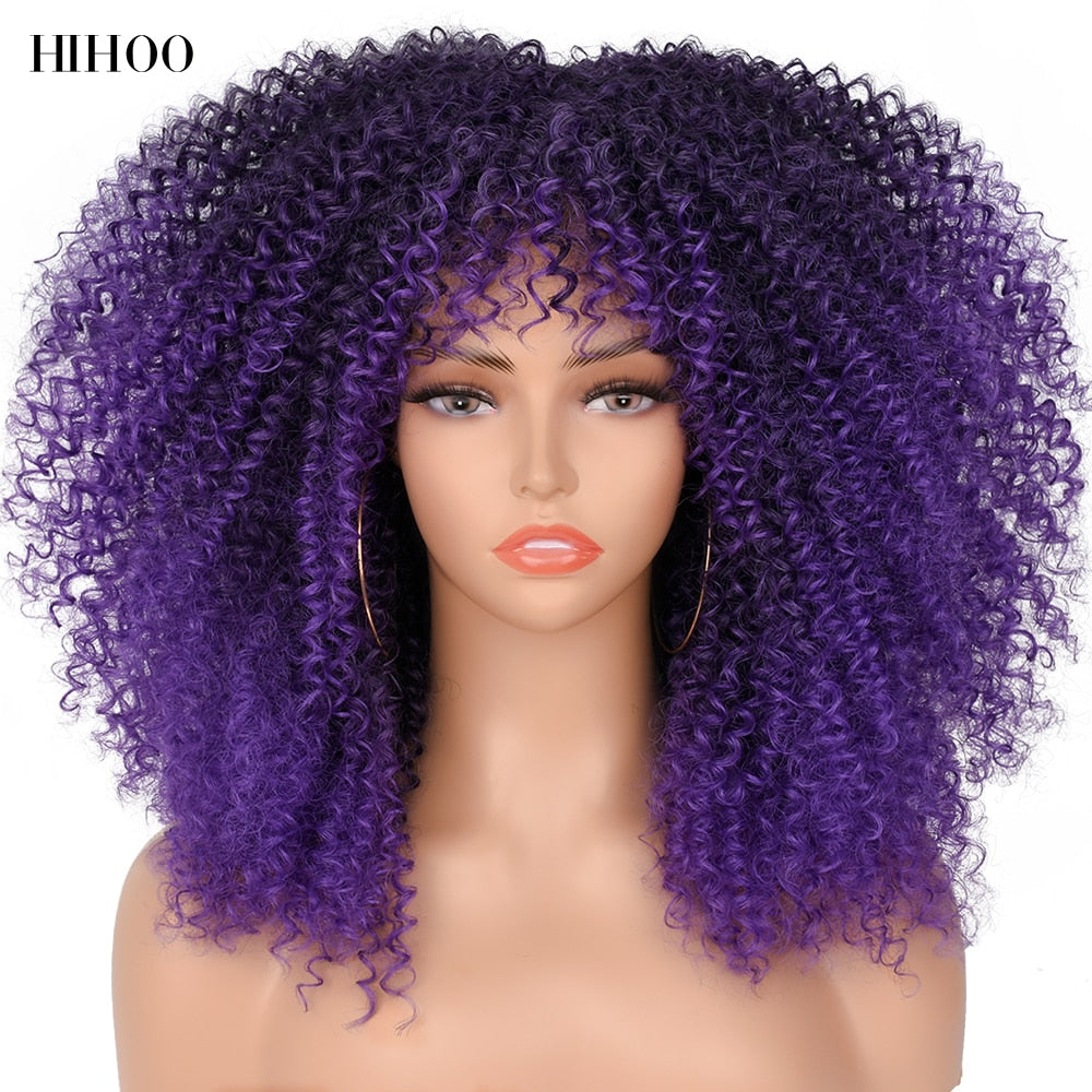 Afro Kinky Curly Wig with Bangs