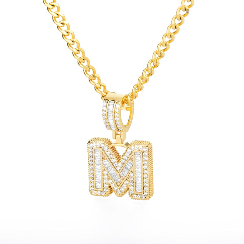 Bling Initial Letters Necklace Stainless Steel