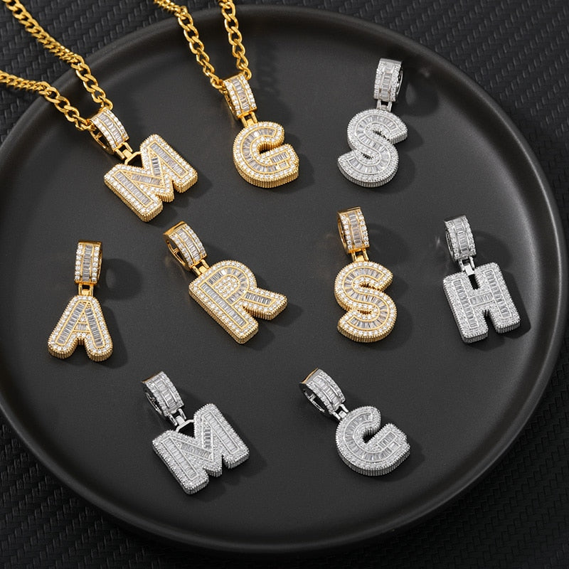 Bling Initial Letters Necklace Stainless Steel