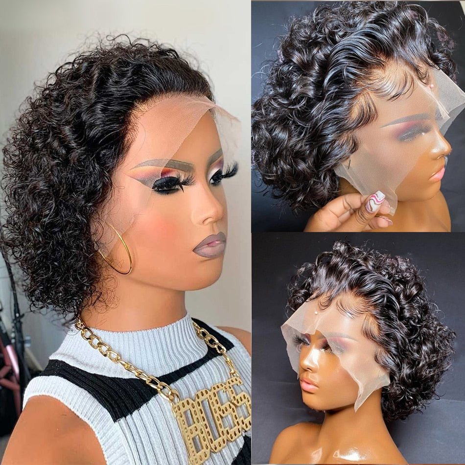 Short Curly Human Hair Lace Front Wig